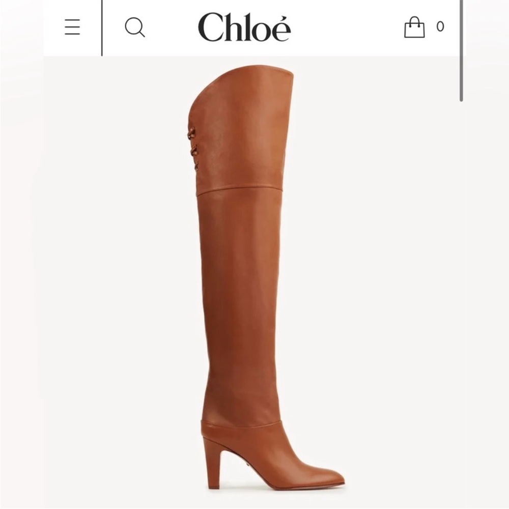 Chloe Eve thigh high Brown Over the Knee Boots with Block Heel